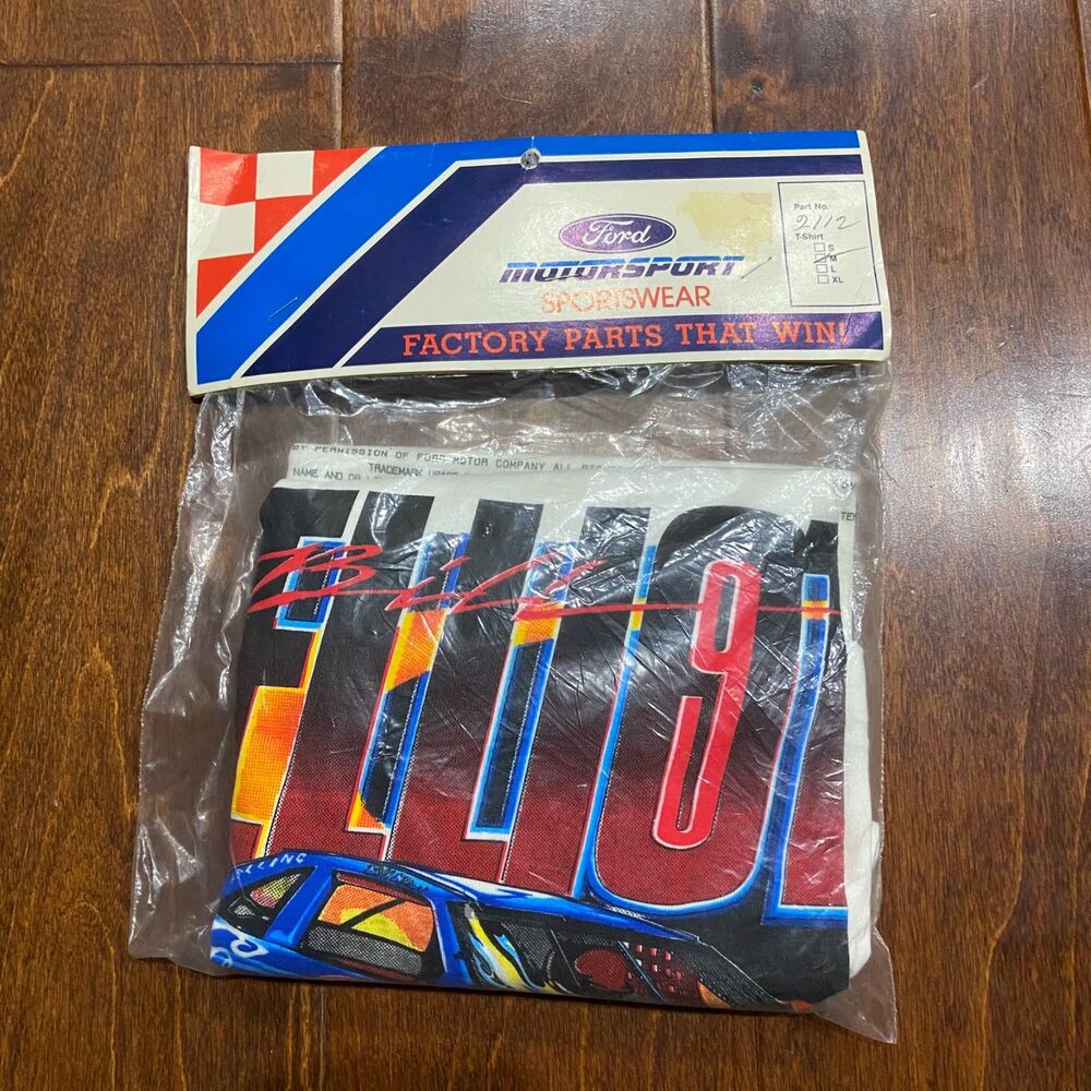 Vintage Ford Motorsport Sportswear Bill Elliot NASCAR New White Tee Mens Medium